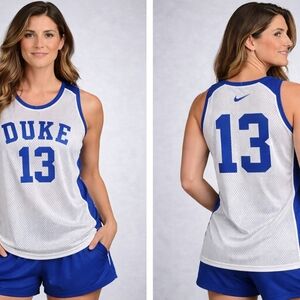 Nike Duke #13 White & Royal Blue Mesh Basketball Tank